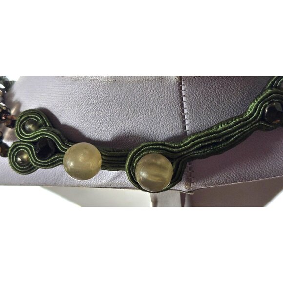 Handcrafted Soutache Beaded Pendant Necklace – Vintage Artisan Statement - Picture 2 of 11